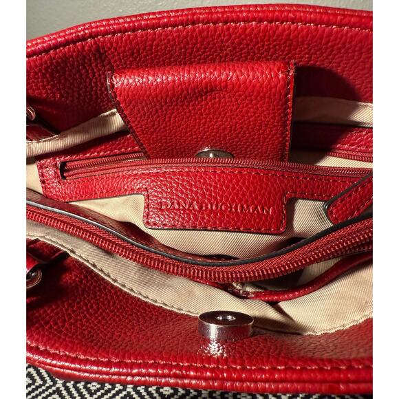 Dana Buchman Red Leather Shoulder Handbag Purse - Picture 8 of 8
